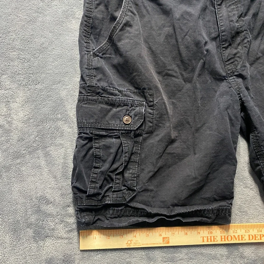 Arizona Jean Co Shorts Mens 38 Black Cargo Ripstop Cotton Utility Outdoor Baggy
